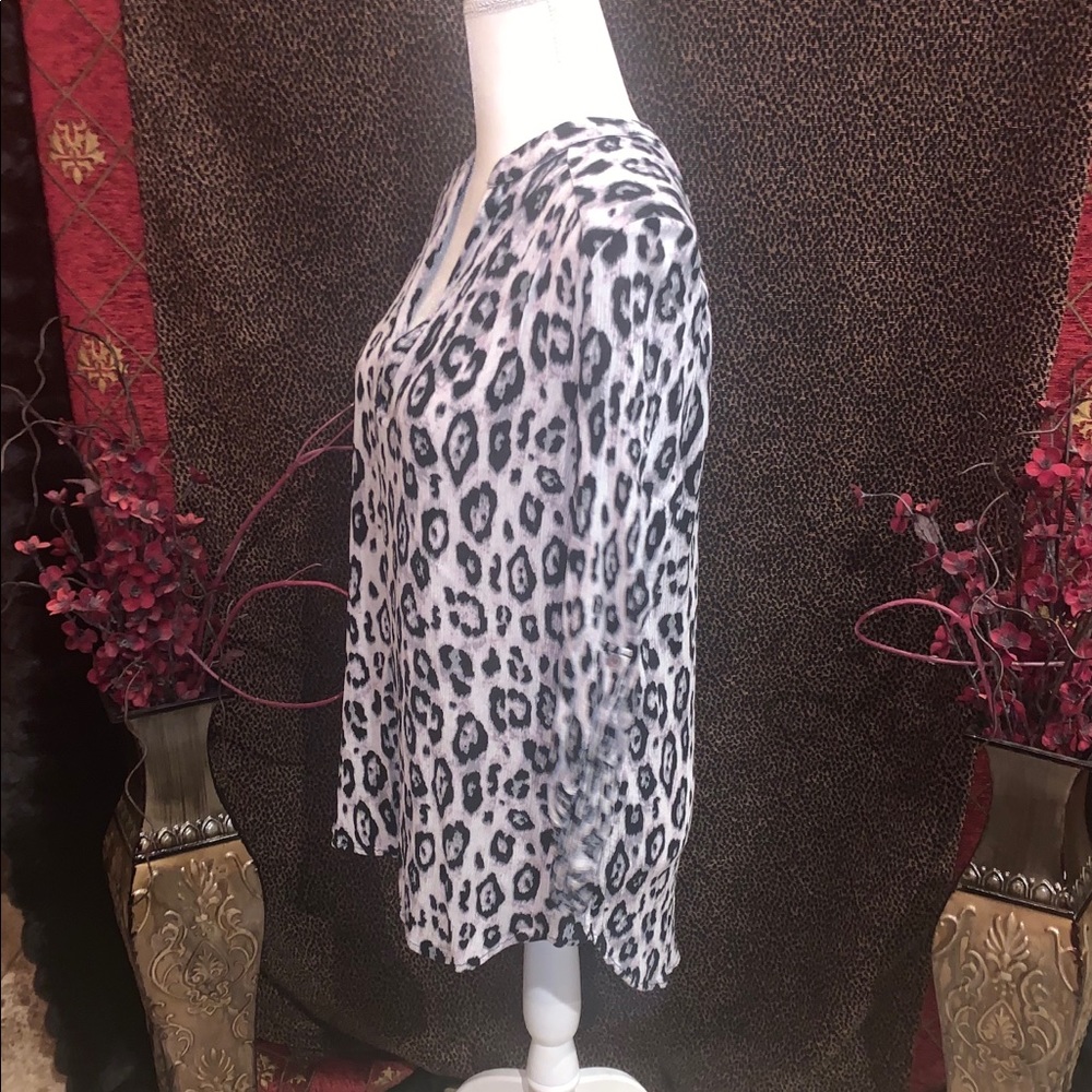 Entro Leopard Tunic V-Neck Blouse - Sz Large - Picture 4 of 6